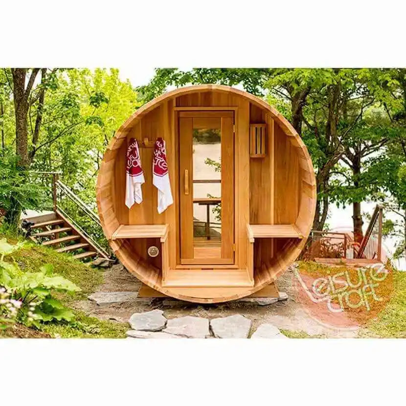 Spruce Panoramic view outdoor 4 person barrel sauna