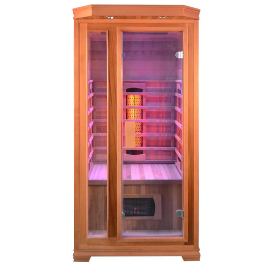 Infrared 1 person hemlock sauna.