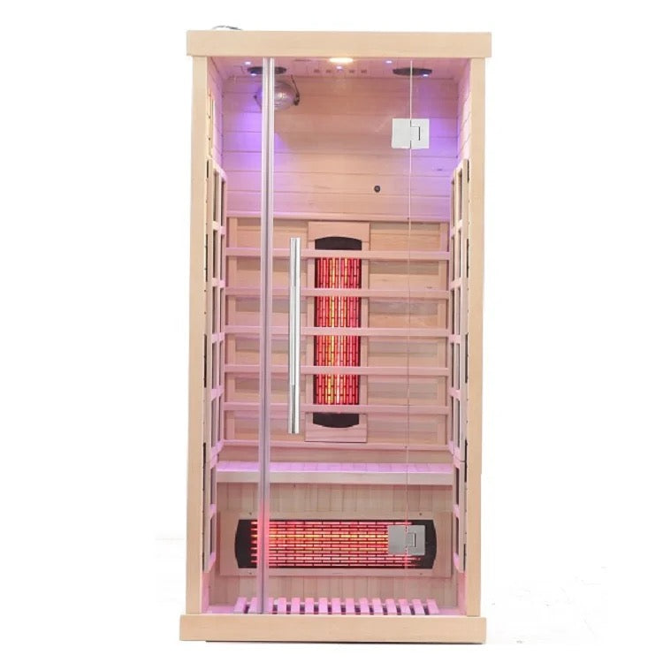 Infrared 1 person hemlock sauna.