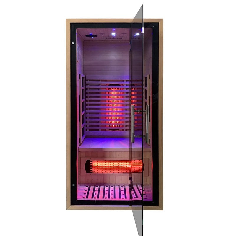 Infrared 1 person hemlock sauna.