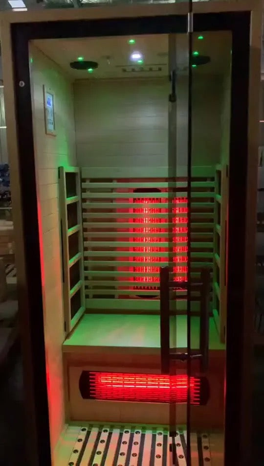 Infrared 1 person hemlock sauna.