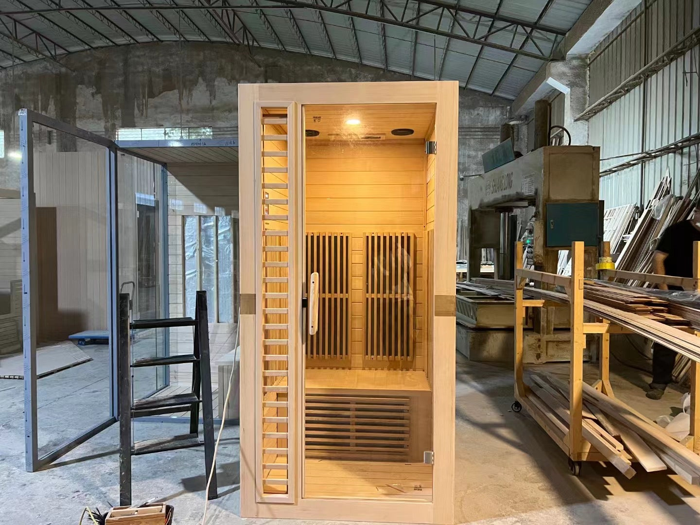 Infrared 1 person hemlock sauna.